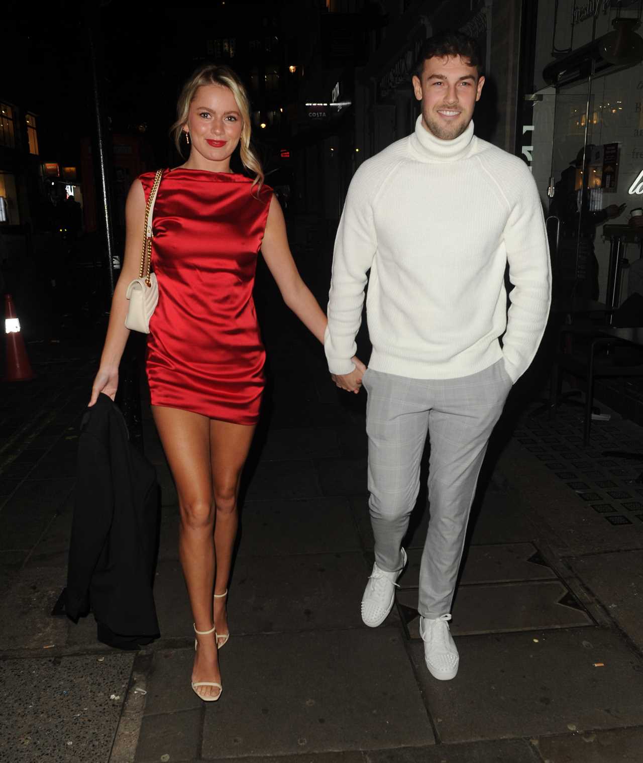 Love Island’s Tasha Ghouri shows off her endless legs in red minidress on date night with Andrew