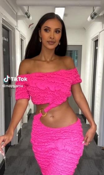 Maya Jama twerks in cut-out pink dress backstage at Love Island’s Aftersun