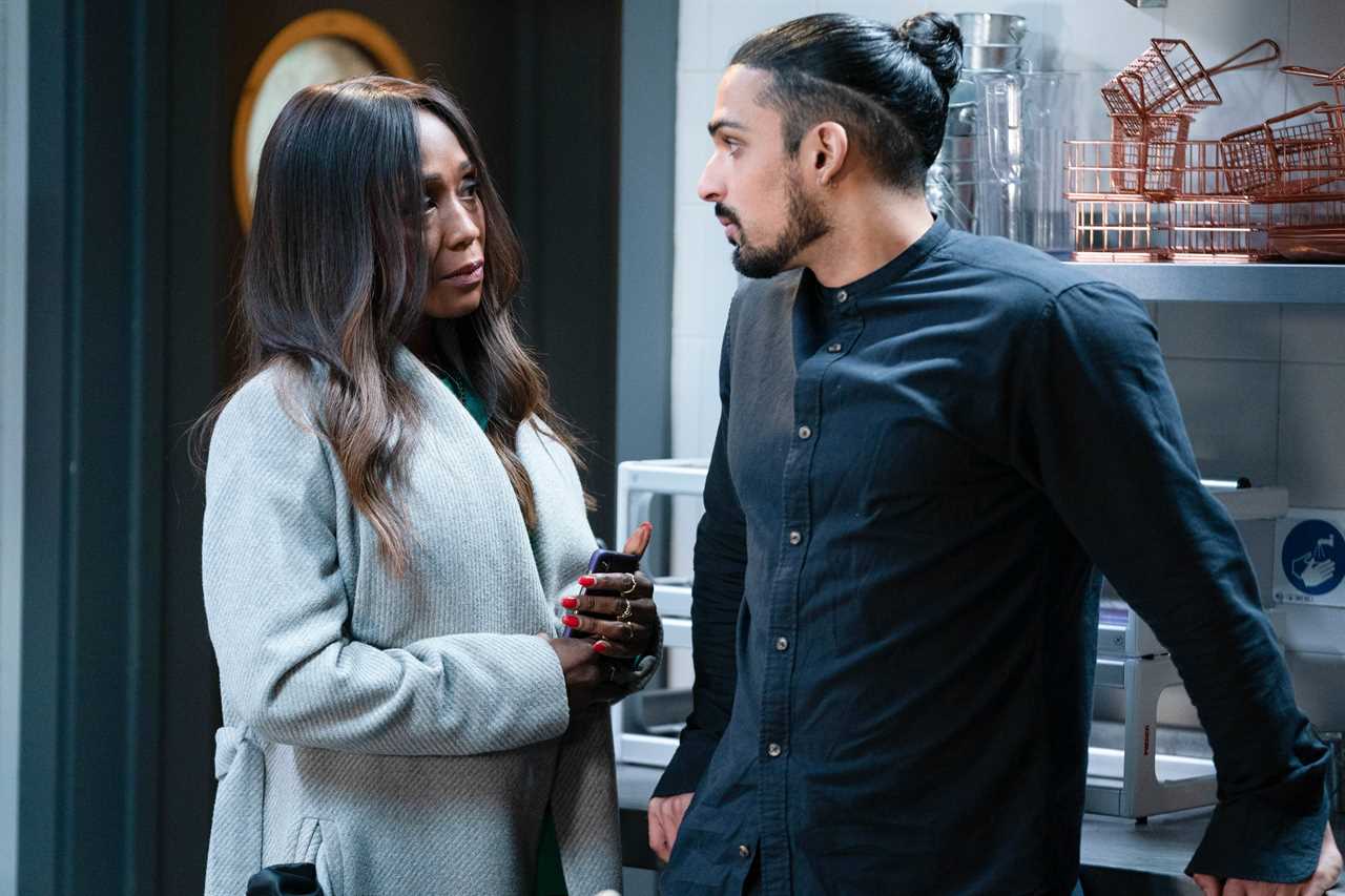 Denise Fox plays with fire as she flirts with Ravi Gulati in EastEnders