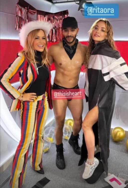 Amanda Holden and Rita Ora scream with excitement as they meet hunky male stripper