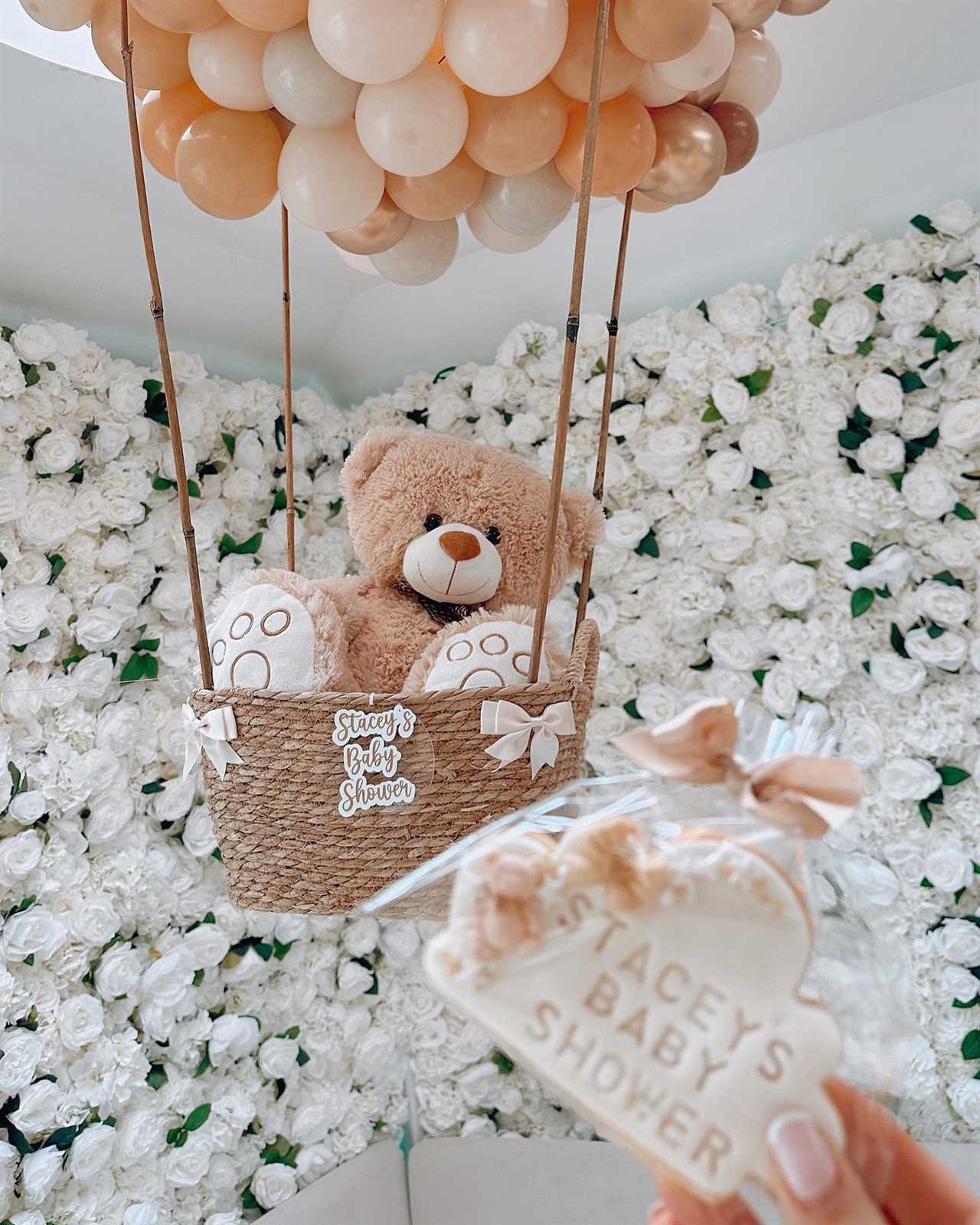 Inside Stacey Solomon’s last minute baby shower hosted in her kitchen — with flower wall, balloons and huge cake