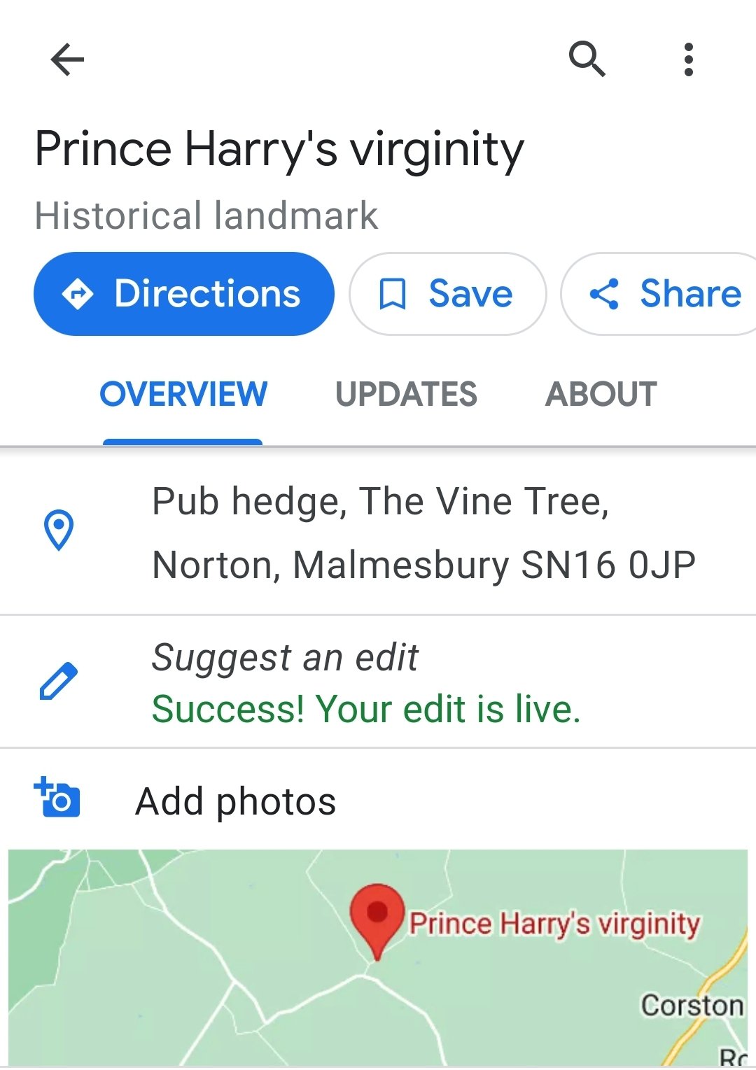 Prankster adds spot where Prince Harry lost his virginity on Google Maps – and it’s approved as a ‘historical landmark’