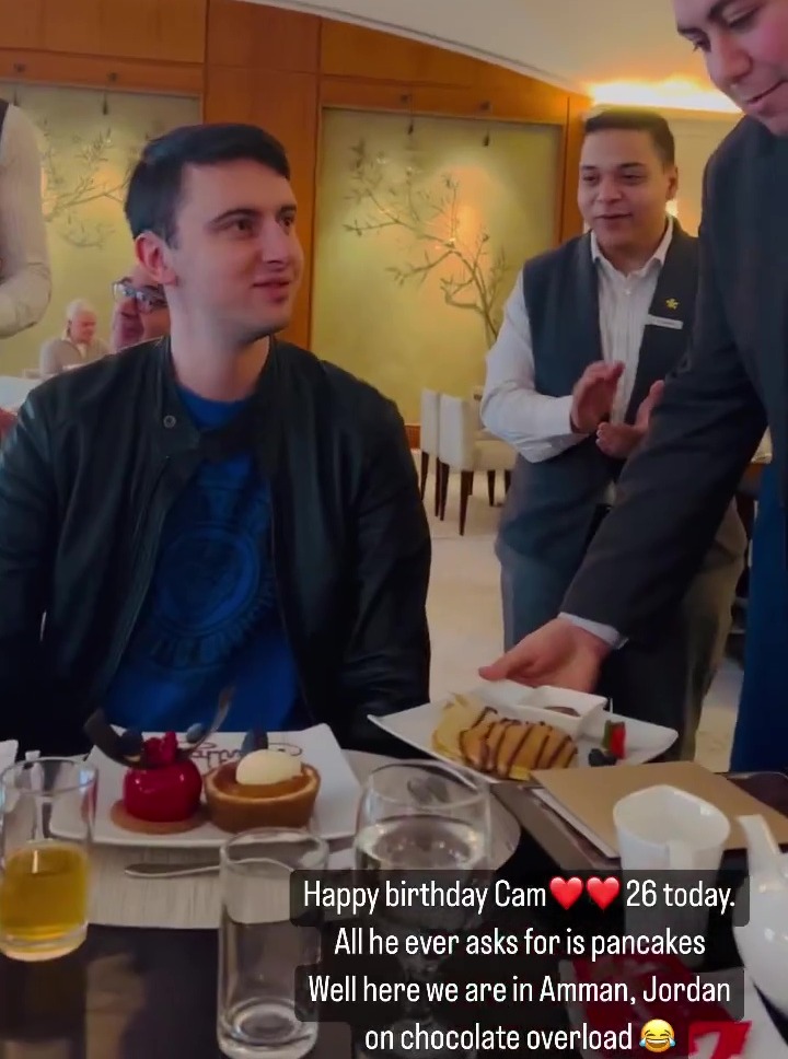 Carol Vorderman treats rarely-seen son Cameron to slap up breakfast for his birthday in Jordan