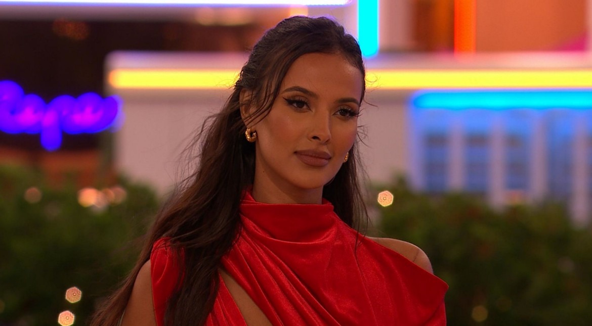 Maya Jama looks incredible in cut out red dress as she returns to Love Island villa for explosive Casa Amor recoupling