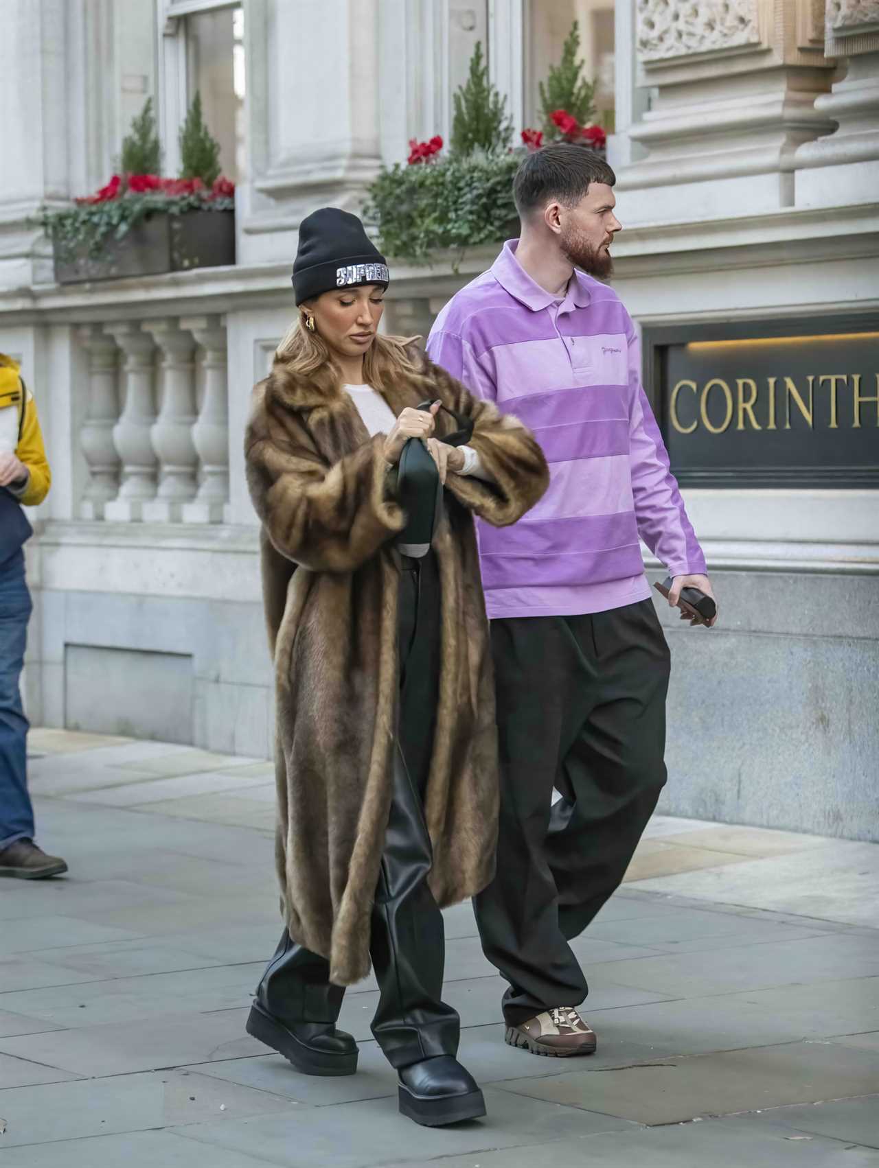 Megan McKenna spotted with international footballer leaving five star London hotel after Valentine’s weekend together