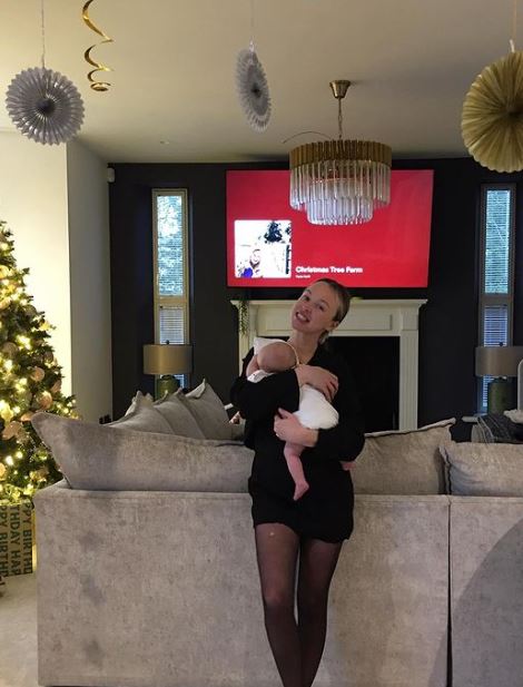 Jorgie Porter gives rare look inside her huge home as she poses with baby Forest in all-white outfit