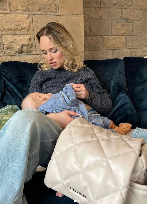 Jorgie Porter gives rare look inside her huge home as she poses with baby Forest in all-white outfit