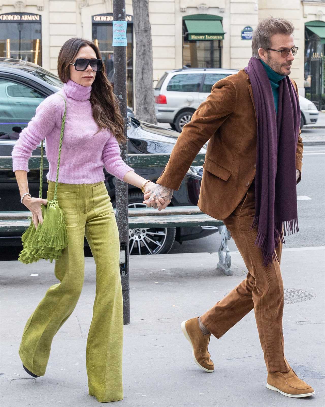 David and Victoria Beckham dress in colourful clothes as they leave hotel with Brooklyn & Nicola Peltz amid feud rumours