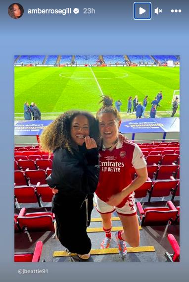 Amber Gill and footballer girlfriend Jen Beattie go Instagram official after kissing at Arsenal game