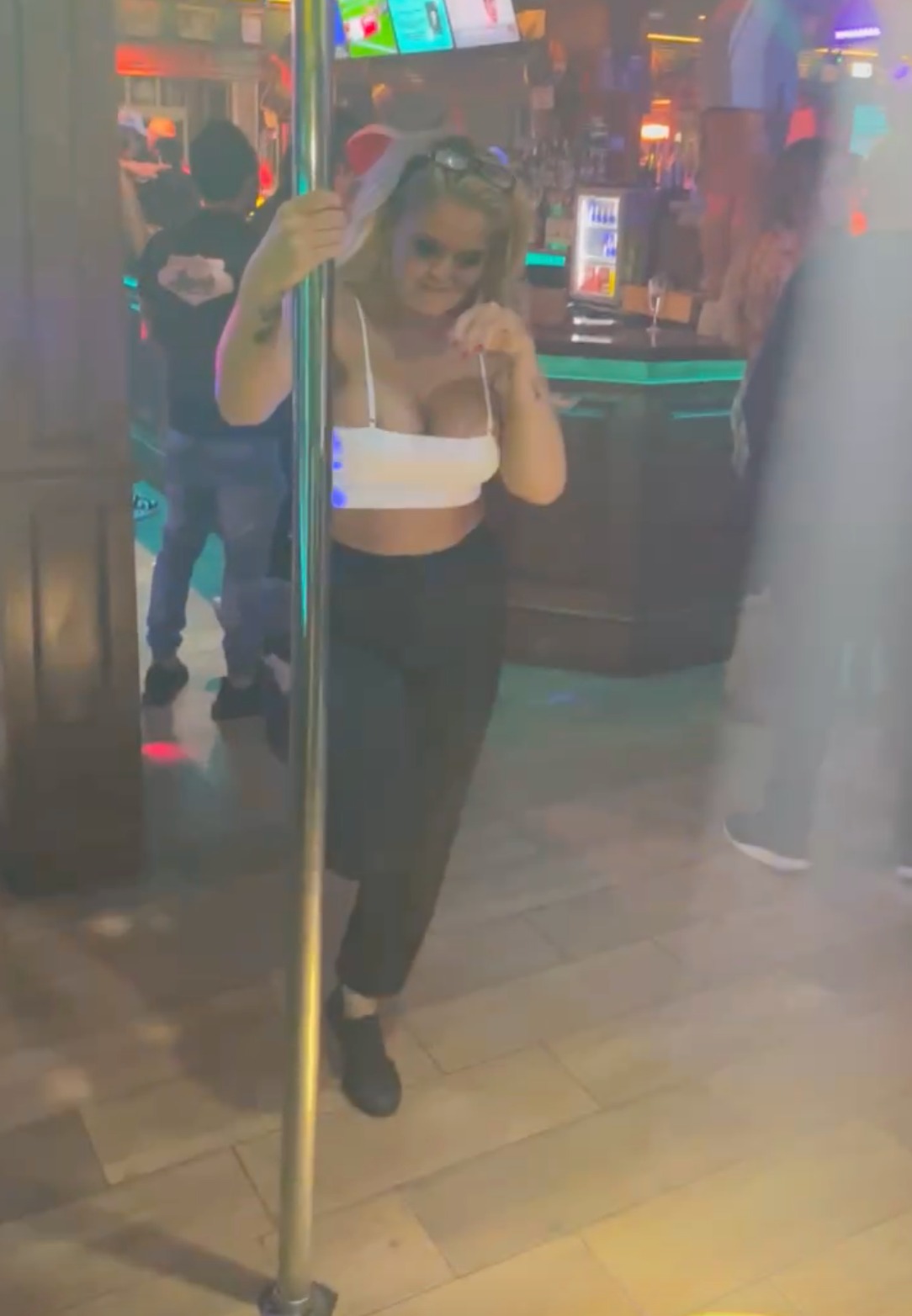 Watch as Danniella Westbrook shows off her sexy pole dancing moves on night out in Portugal