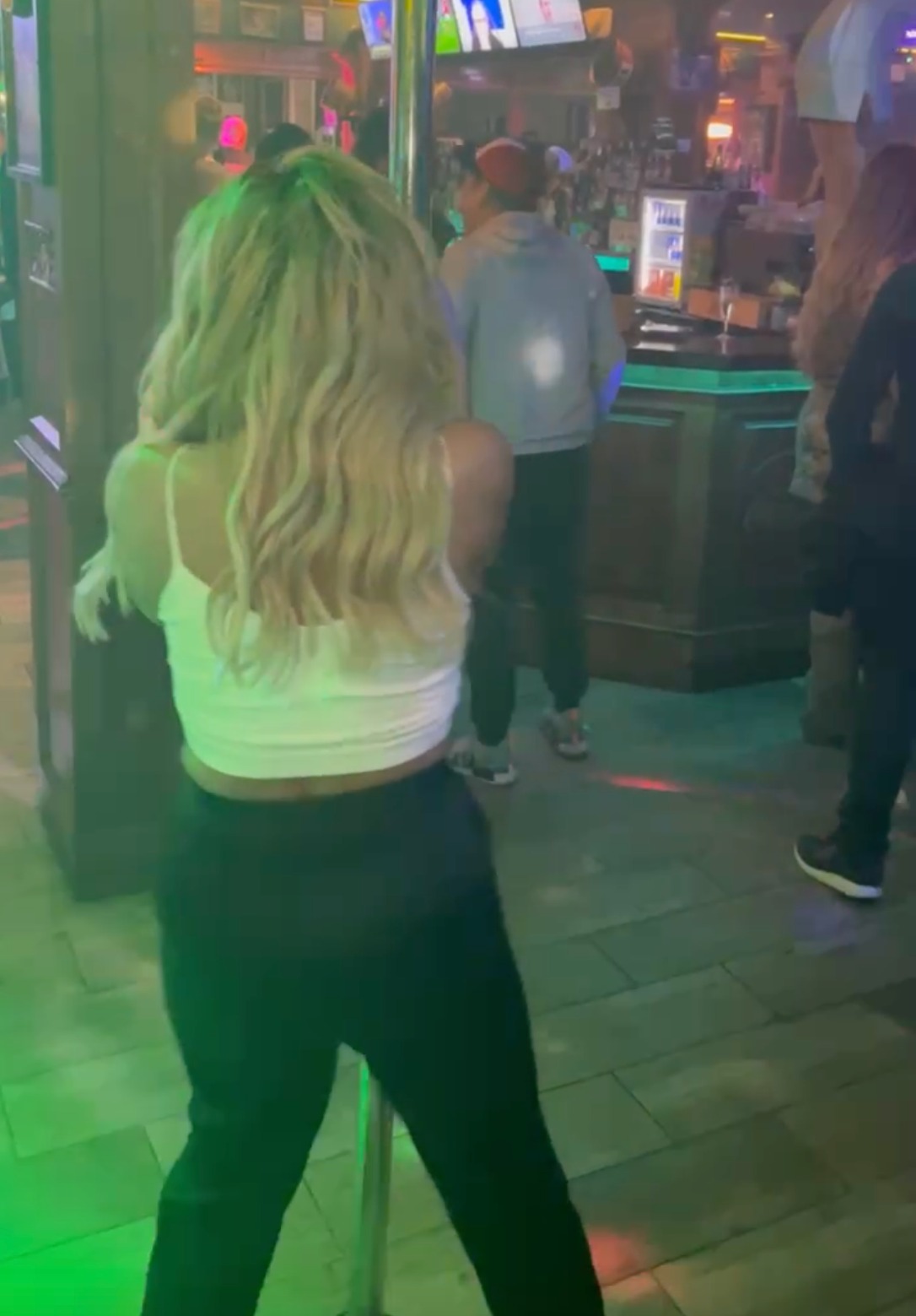 Watch as Danniella Westbrook shows off her sexy pole dancing moves on night out in Portugal