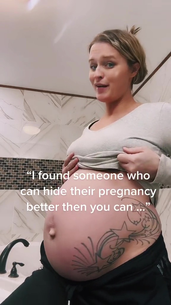 I’m the queen of hiding my pregnancy, I just suck in my bump and – people are always shocked when I let it hang out