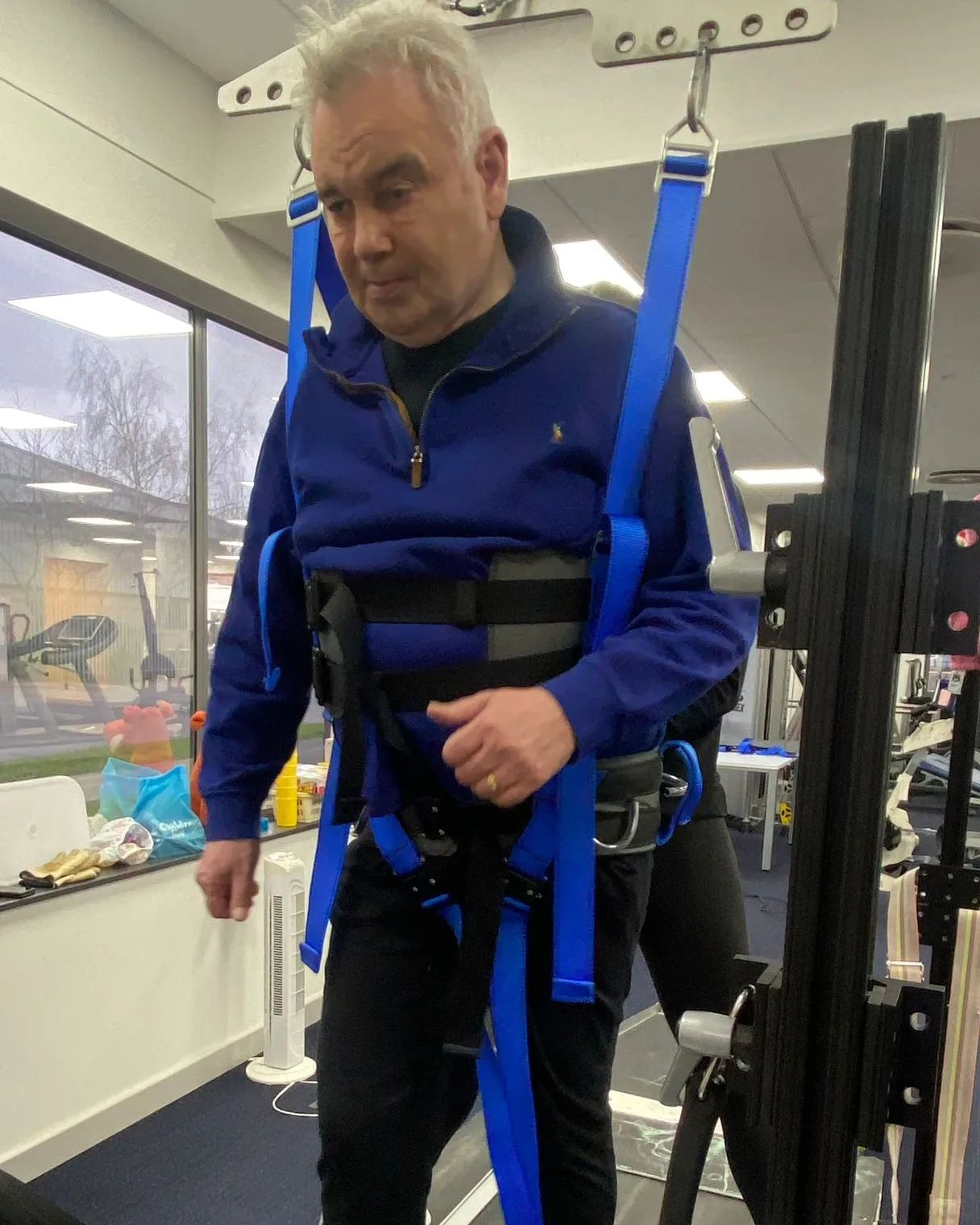 Eamonn Holmes learns to walk again using a harness as he undergoes gruelling physio in ‘nightmare’ health battle