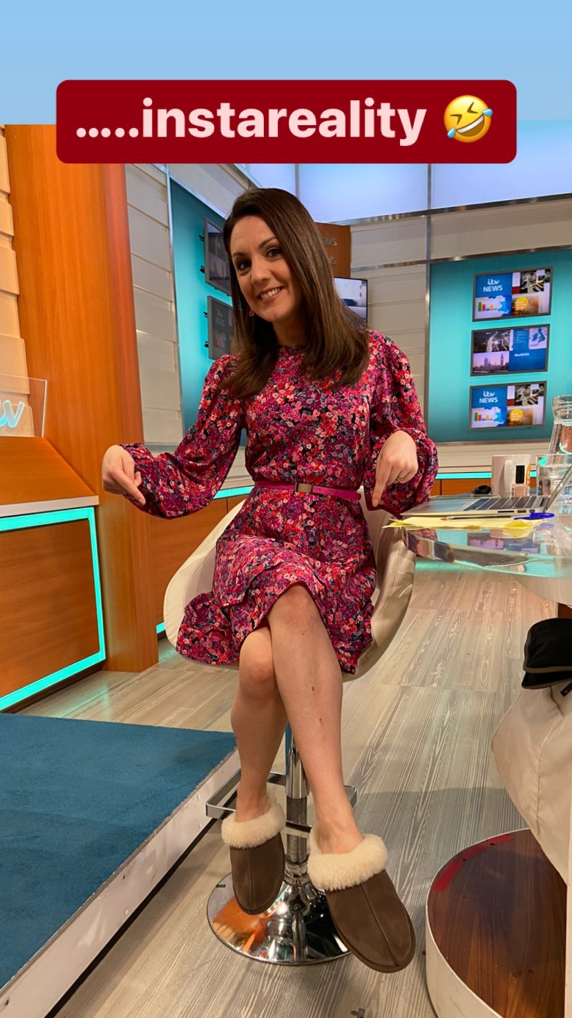 Good Morning Britain’s Laura Tobin flashes her toned legs in hot pink mini-dress