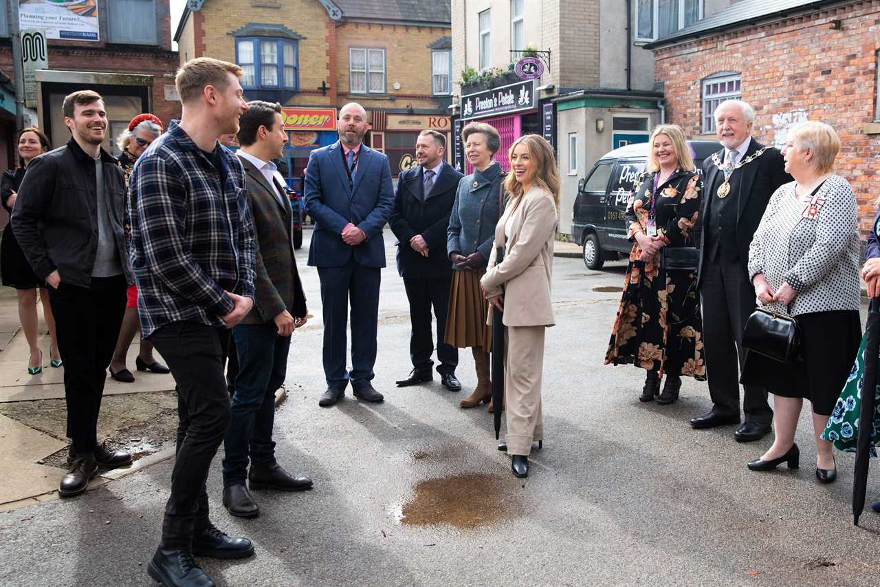 Princess Anne makes shock Coronation Street appearance in landmark set visit ahead of acid attack storyline
