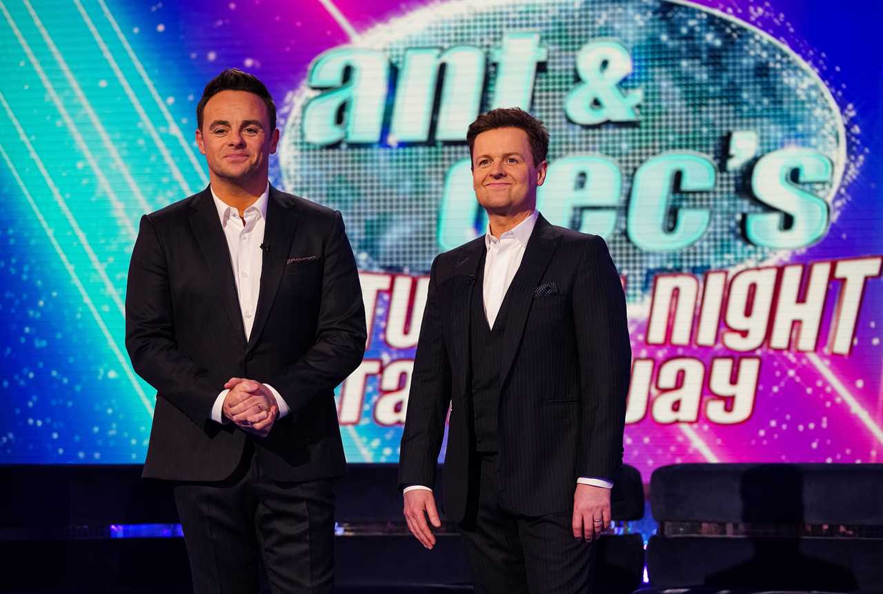 Editorial use only Mandatory Credit: Photo by Kieron McCarron/ITV/Shutterstock (13833551u) Anthony McPartlin and Declan Donnelly 'Ant & Dec's Saturday Night Takeaway' TV Show, Series 19, Episode 4, London, UK - 18 Mar 2023