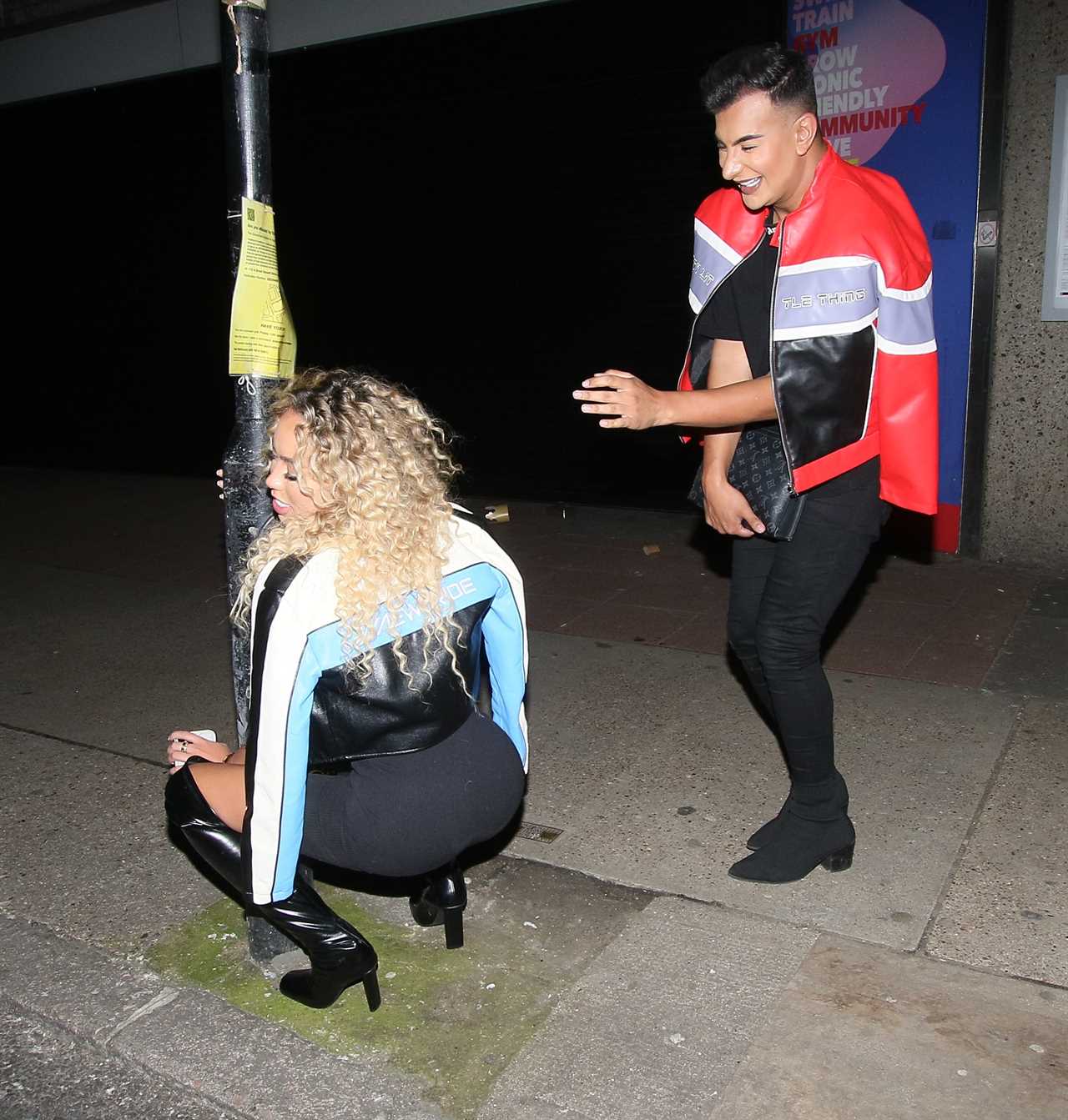 Towie star Dani Imbert takes a tumble outside London nightclub after twerking with pal