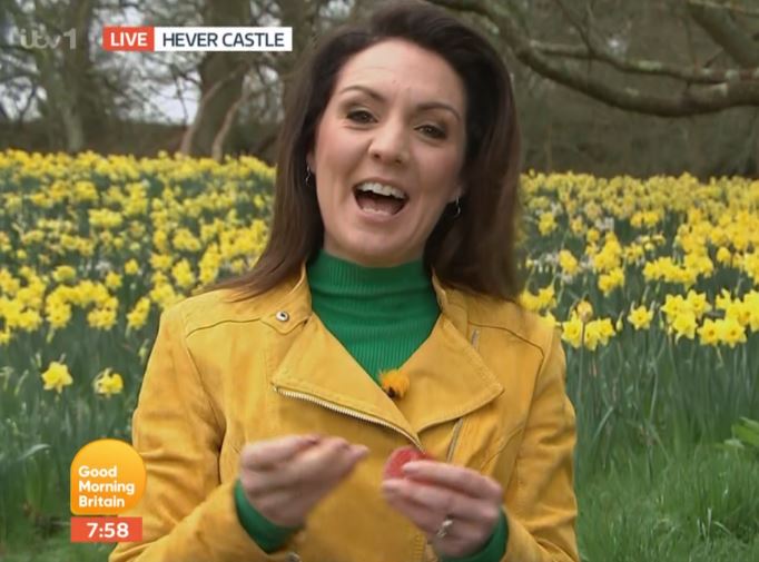 GMB’s Laura Tobin flashes her bare legs in blue dress and heels live on-air