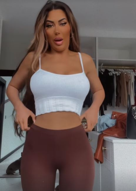 Chloe Ferry is feeling nippy as she goes braless in skintight leather top