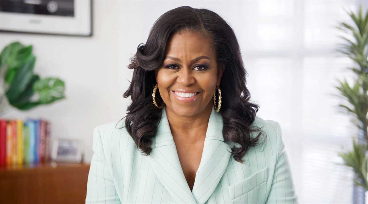 UNSPECIFIED - MARCH 27: In this screengrab, Michelle Obama presents the Social Justice Impact Award during the 52nd NAACP Image Awards on March 27, 2021. (Photo by NAACP via Getty Images)