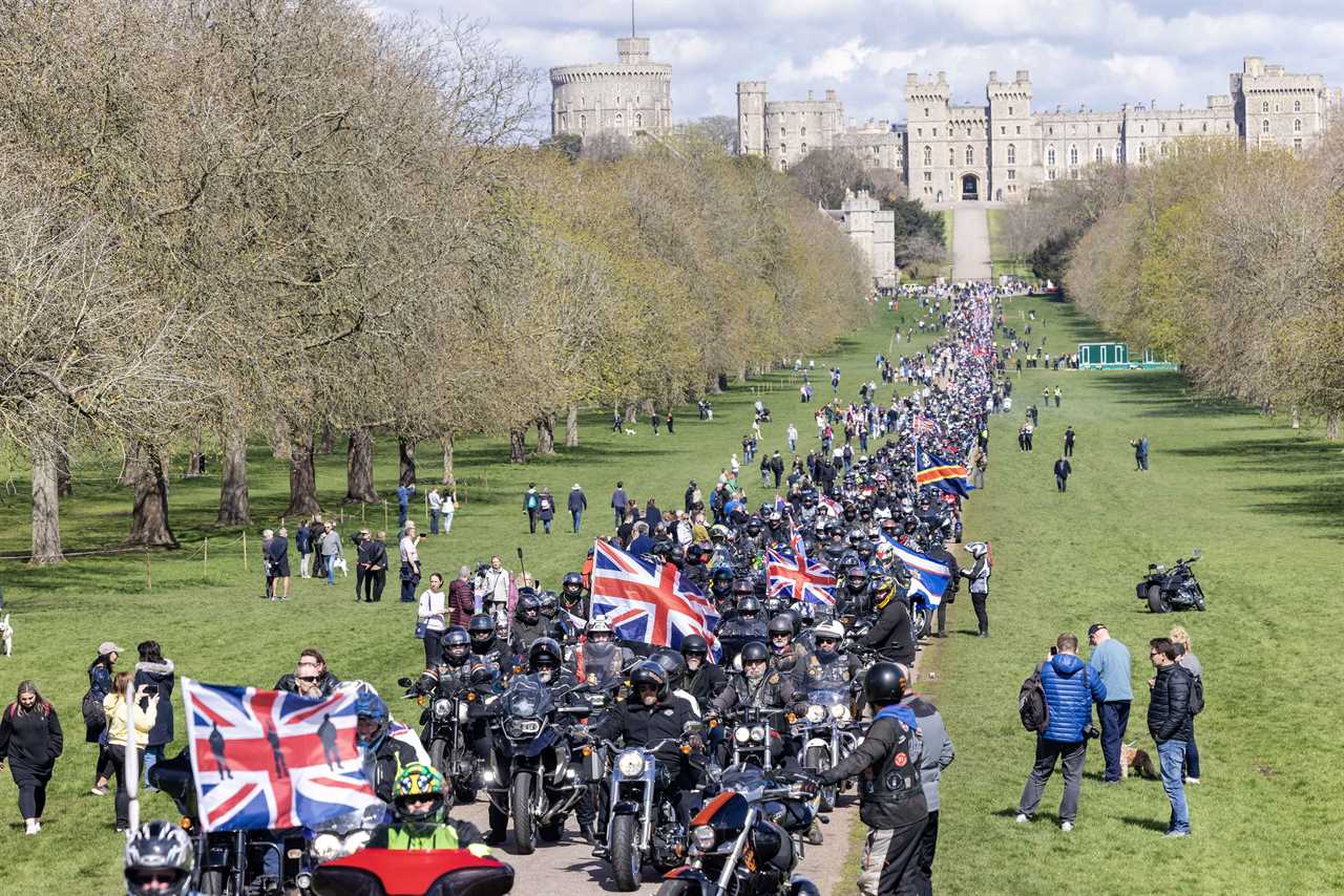 Hundreds of bikers gather outside Windsor Castle to ride in memory of Queen Elizabeth II