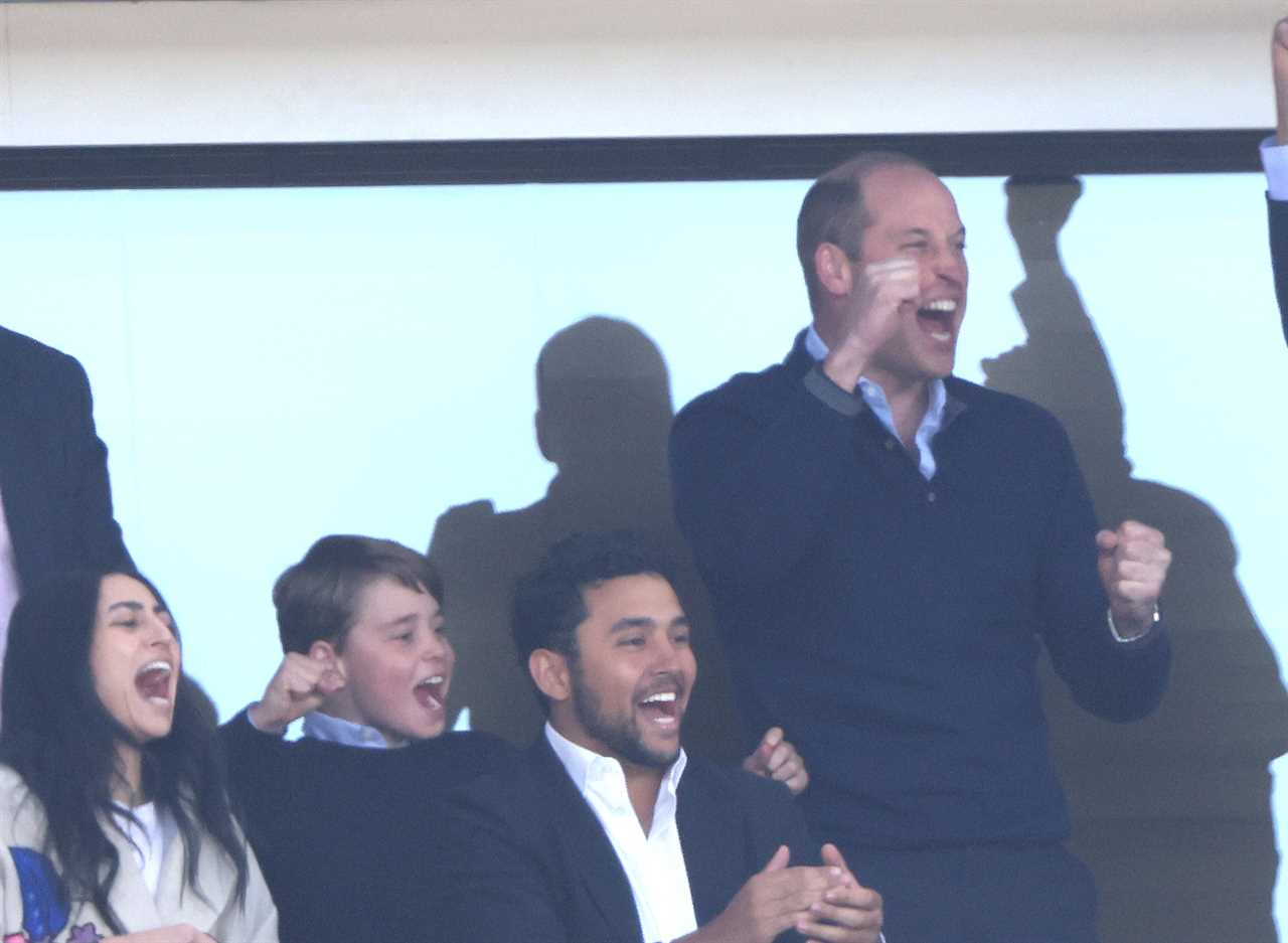 Animated Prince George is gripped by the action as dad William takes him to watch his beloved Aston Villa