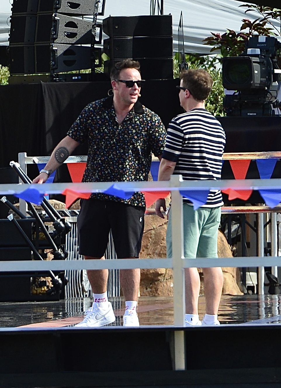 Ant McPartlin and Dec Donnelly look tense during Saturday Night Takeaway rehearsals in Florida