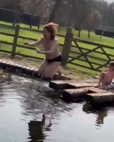 I’m A Celeb champ Giovanna Fletcher strips to her underwear to jump in a pond – and fans think she’s topless