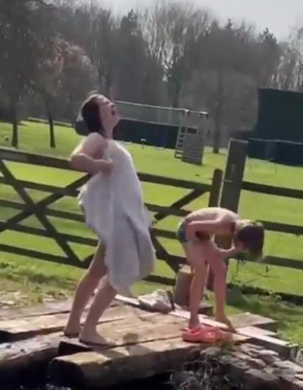 I’m A Celeb champ Giovanna Fletcher strips to her underwear to jump in a pond – and fans think she’s topless