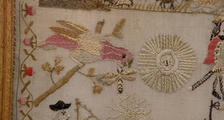 Antiques Roadshow guest gobsmacked by value of silk sampler that’s been in family since 1780