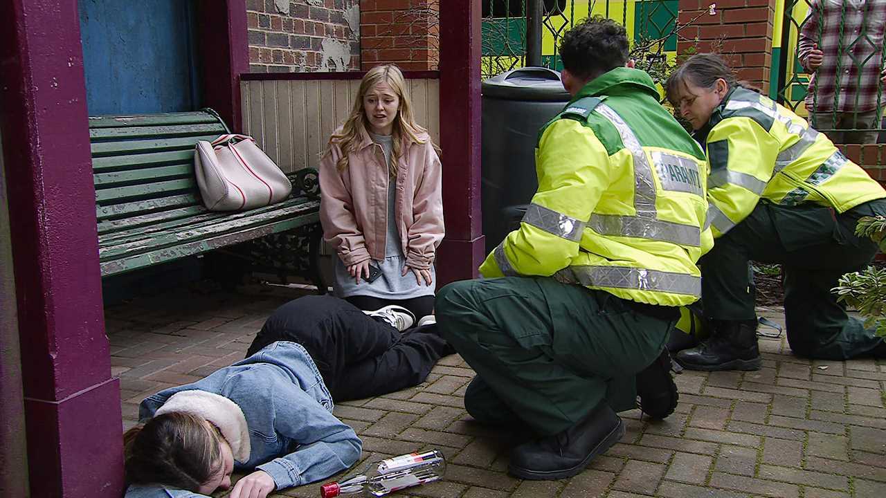 Amy Barlow rushed to hospital after rape ordeal in Coronation Street
