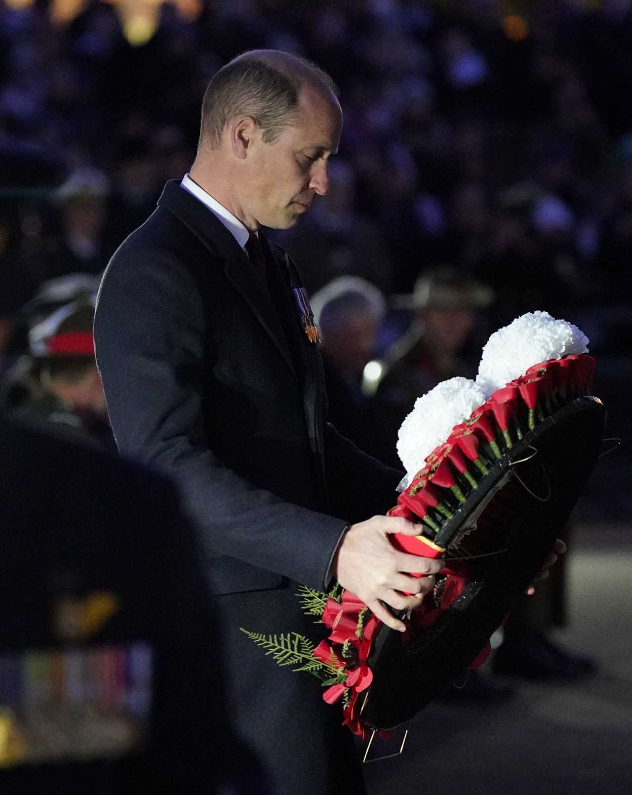 Prince William pays his respects to fallen Australian and New Zealand troops at Anzac Day dawn service