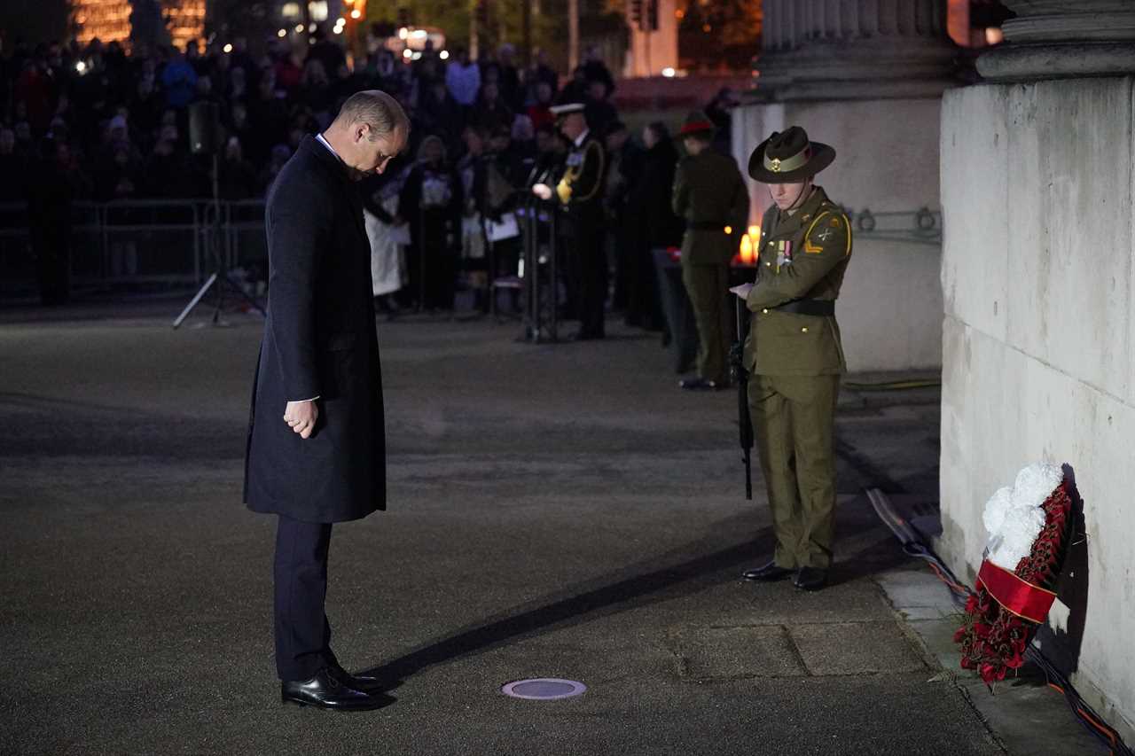 Prince William pays his respects to fallen Australian and New Zealand troops at Anzac Day dawn service