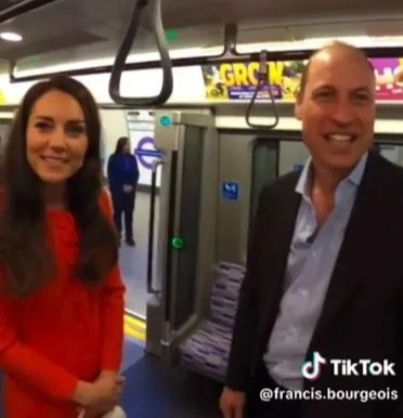 Awkward moment TikTok train spotter bumps into Princess Kate & Prince William on Elizabeth Line