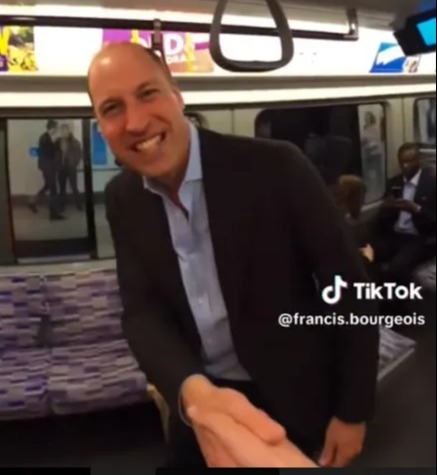 Awkward moment TikTok train spotter bumps into Princess Kate & Prince William on Elizabeth Line