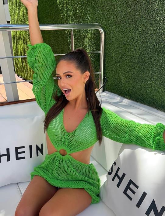 Love Island’s Olivia Hawkins shows off incredible figure in green see-through dress on girls holiday