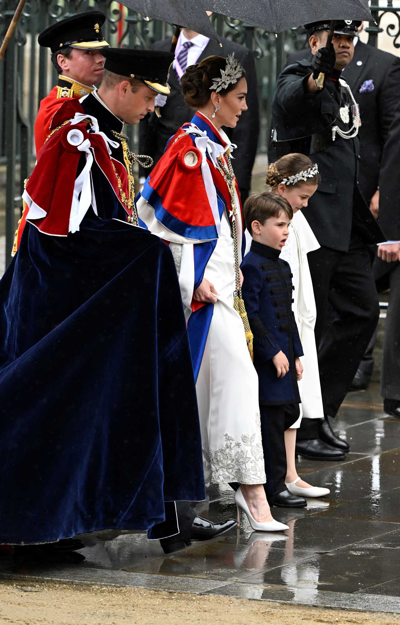 Princess Charlotte, 8, adorably ‘twins’ with mum Kate Middleton wearing matching Alexander McQueen coronation dresses