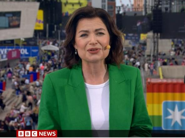BBC News reporter left grimacing as private conversation is broadcast in mortifying live blunder