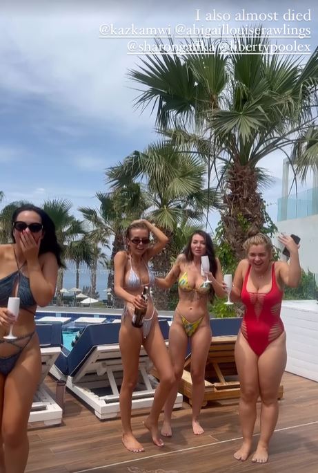 Shocking moment Faye Winter claims she ‘almost died’ is caught on camera during holiday with her Love Island co-stars