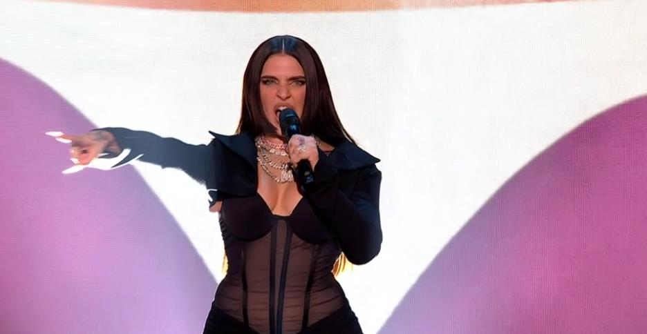 Mae Muller sends Eurovision into chaos in see-through corset as crowd drowns out hosts
