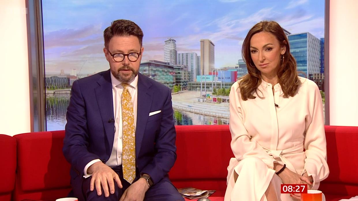 Sally Nugent pictured without wedding ring as she leaves BBC Breakfast studios after split from husband