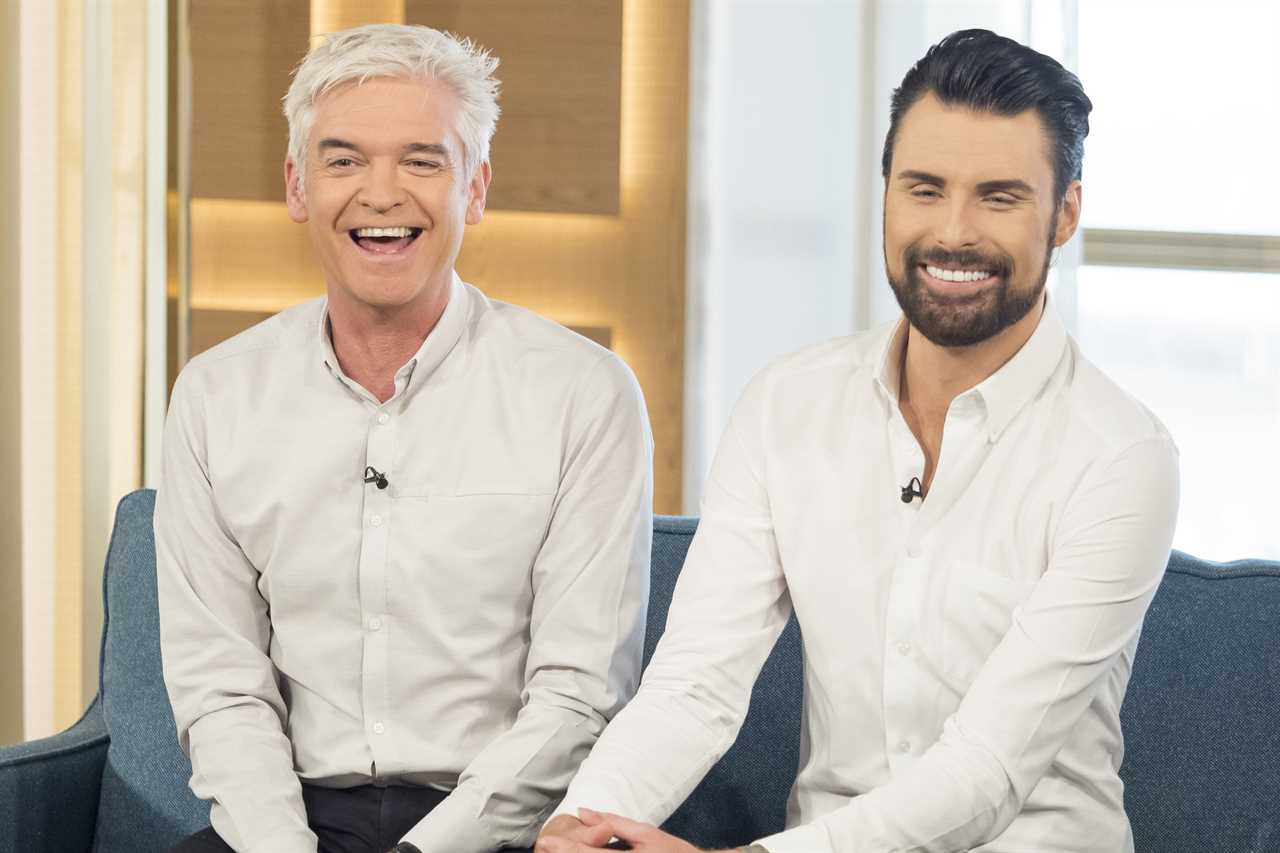 EDITORIAL USE ONLY. NO MERCHANDISING Mandatory Credit: Photo by Ken McKay/ITV/REX/Shutterstock (8562272db) Rylan Clark and Phillip Schofield ‘This Morning’ TV show, London, UK – 03 Apr 2017