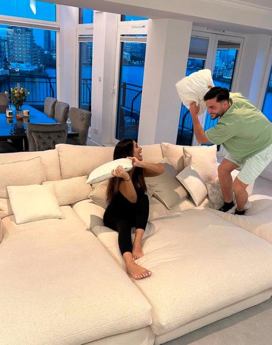 Love Island’s Davide shocks fans with X-rated joke as he and Ekin-Su show off their huge new sofa in stylish apartment