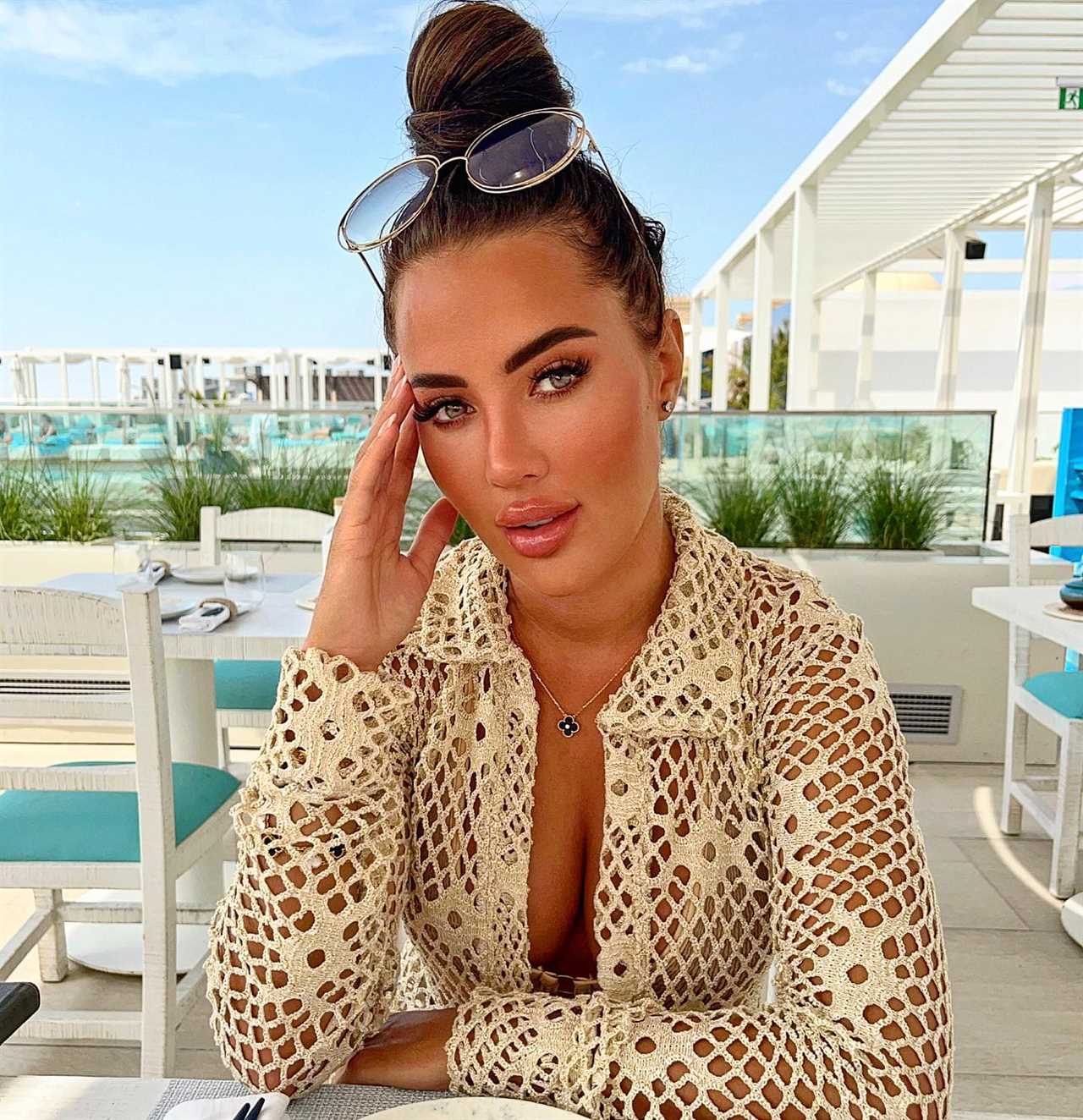 Towie star Yazmin Oukhellou shows off ‘natural’ look as she ditches fake lashes and bushy brows