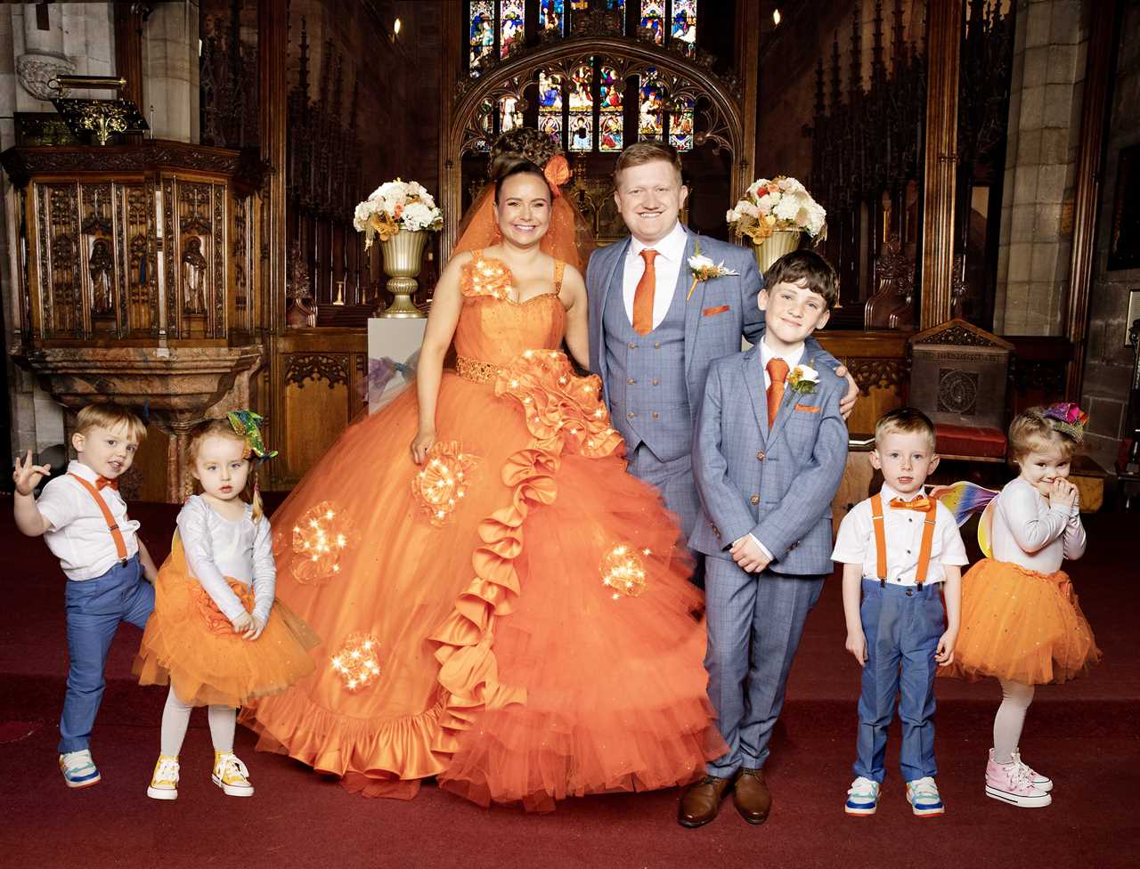 Coronation Street’s Gemma Winter weds Chesney Brown in grand orange dress