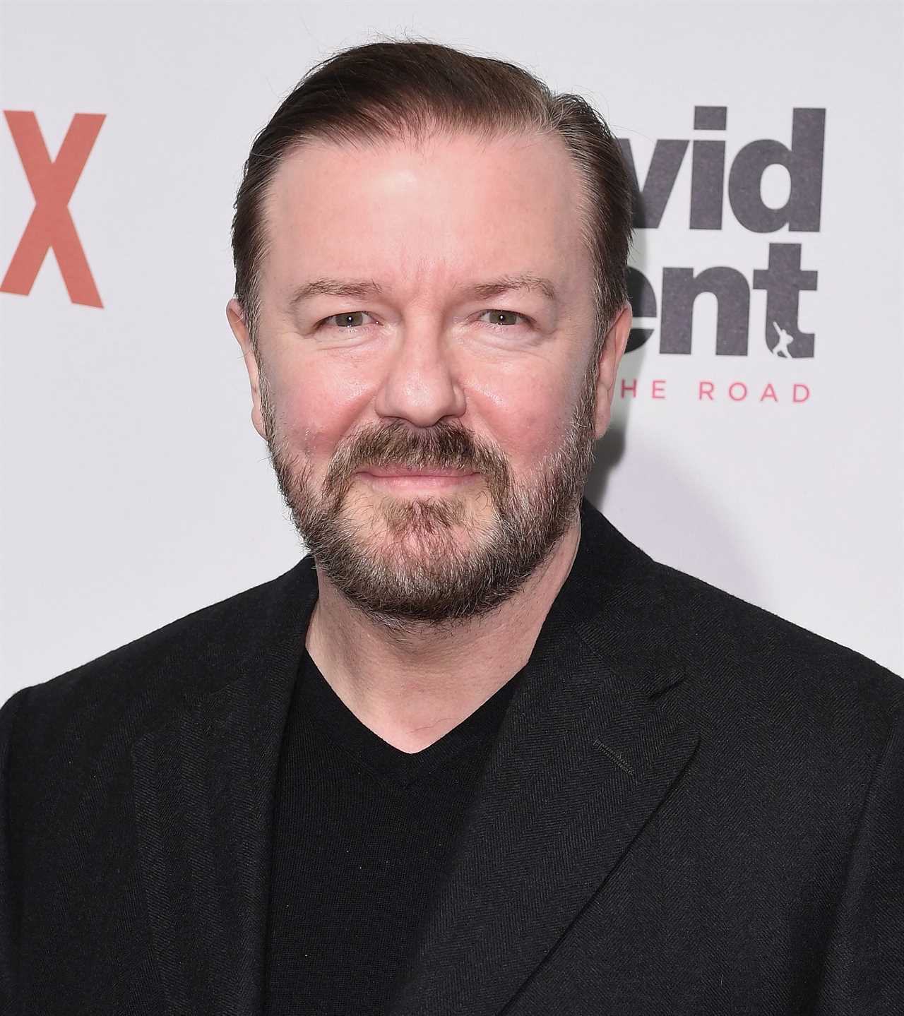 (FILES) In this file photo taken on February 02, 2017 Writer/director Ricky Gervais attends the David Brent: Life on the Road New York Special Screening at Metrograph New York. - Dogs and cats must put their rivalry aside to save a village -- and offer audiences a lesson in inclusion and diversity -- in the new animated film "Paws of Fury: The Legend of Hank." The film, out in US theaters on Friday, features a stellar voice cast including Samuel L Jackson, Ricky Gervais, Michael Cera, George Takei, Mel Brooks and Michelle Yeoh. (Photo by Angela Weiss / AFP) (Photo by ANGELA WEISS/AFP via Getty Images)