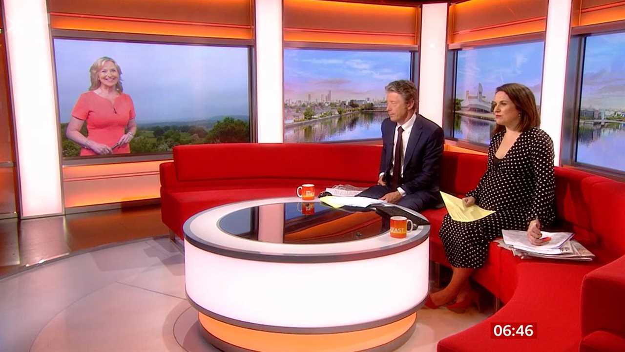 Carol Kirkwood stuns in figure hugging orange dress with cut out neckline on BBC Breakfast