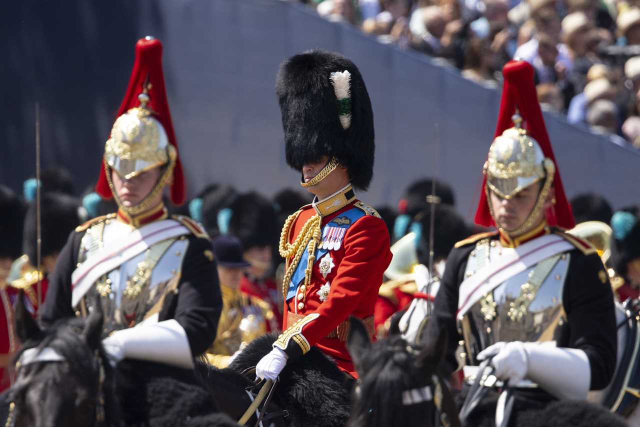 Prince William looks smart as he takes part in Trooping the Colour rehearsal as Prince Harry’s court case continues
