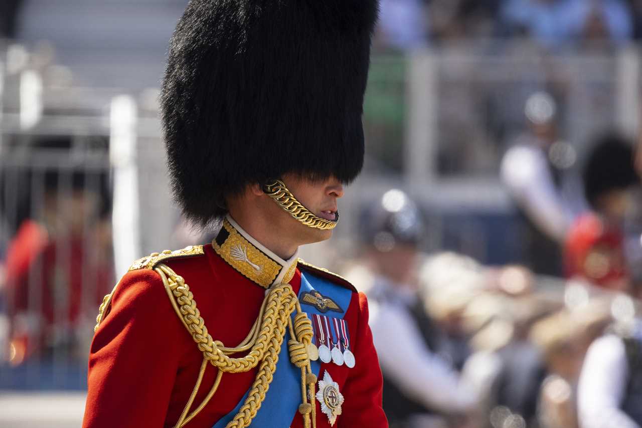 Prince William looks smart as he takes part in Trooping the Colour rehearsal as Prince Harry’s court case continues