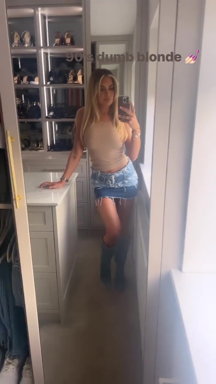 Megan Barton Hanson stuns in nude crop top and barely-there denim miniskirt as she brands herself a ‘dumb blonde’